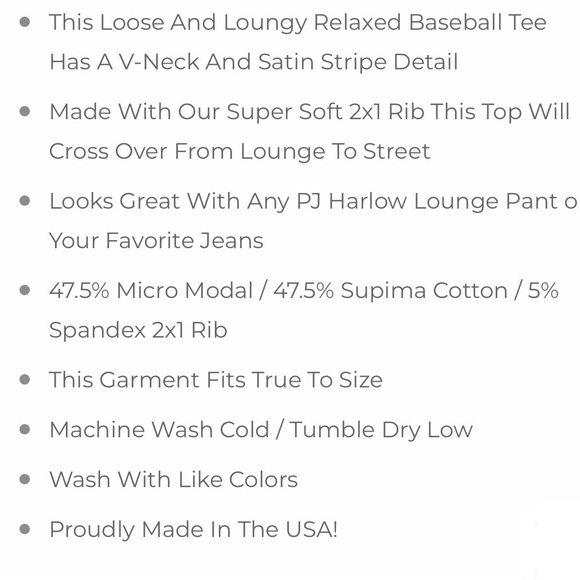 Pj Harlow Blue Satin Stripe Modal Supima Cotton V Neck Baseball Tee Womens Sz M - Picture 10 of 10